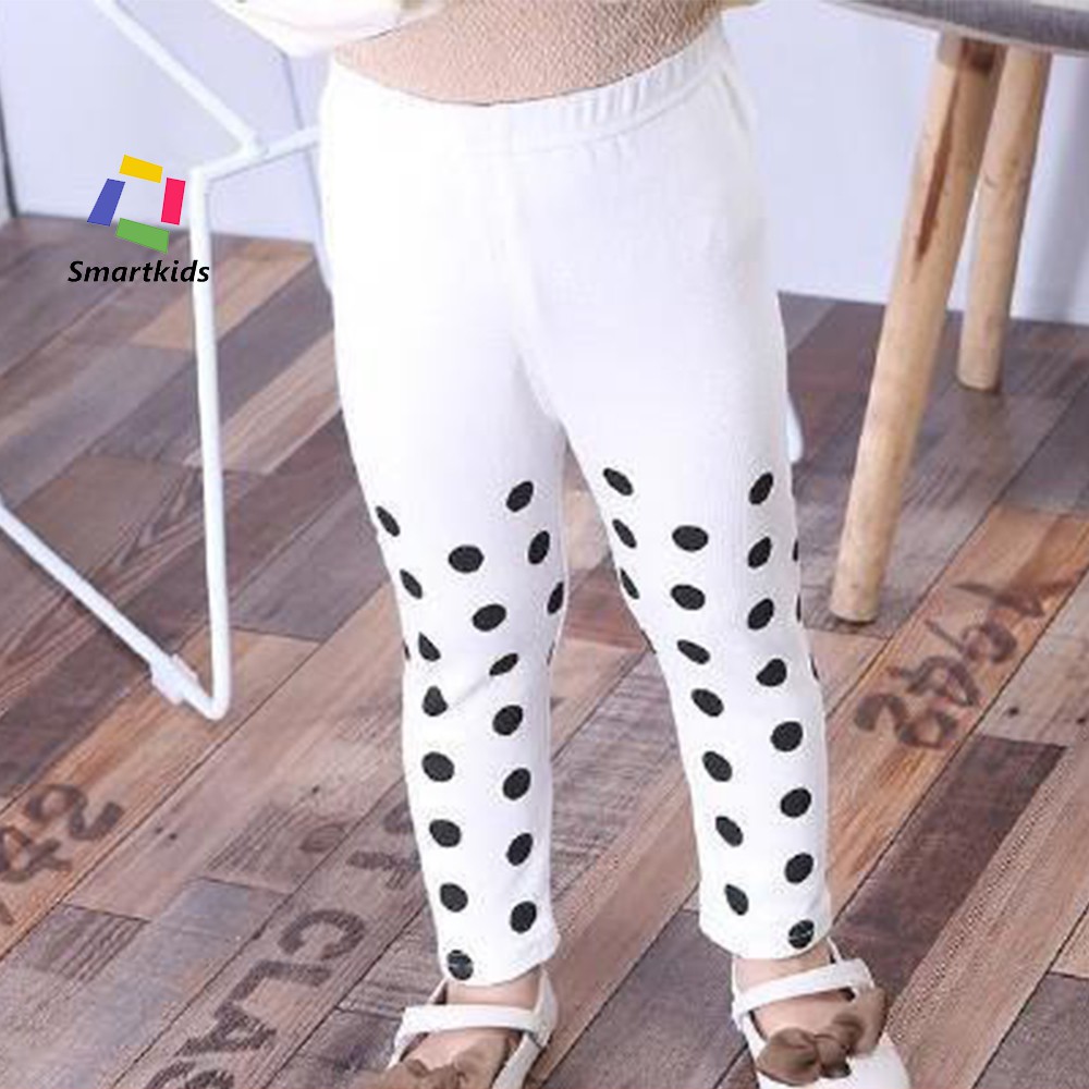 [Mã FAMAYFA2 giảm 10K đơn 50K] Quần legging bé gái - Quần legging dáng dài chấm bi màu trắng TE1802