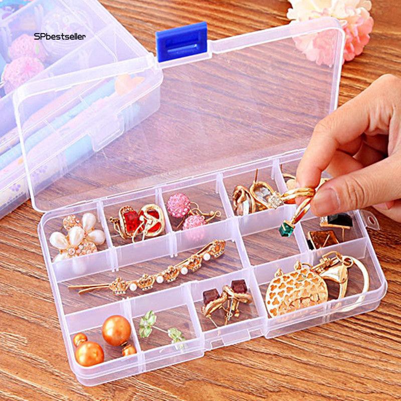 Hộp nhựa đựng hạt trang sức có 10/15/24 ngăn