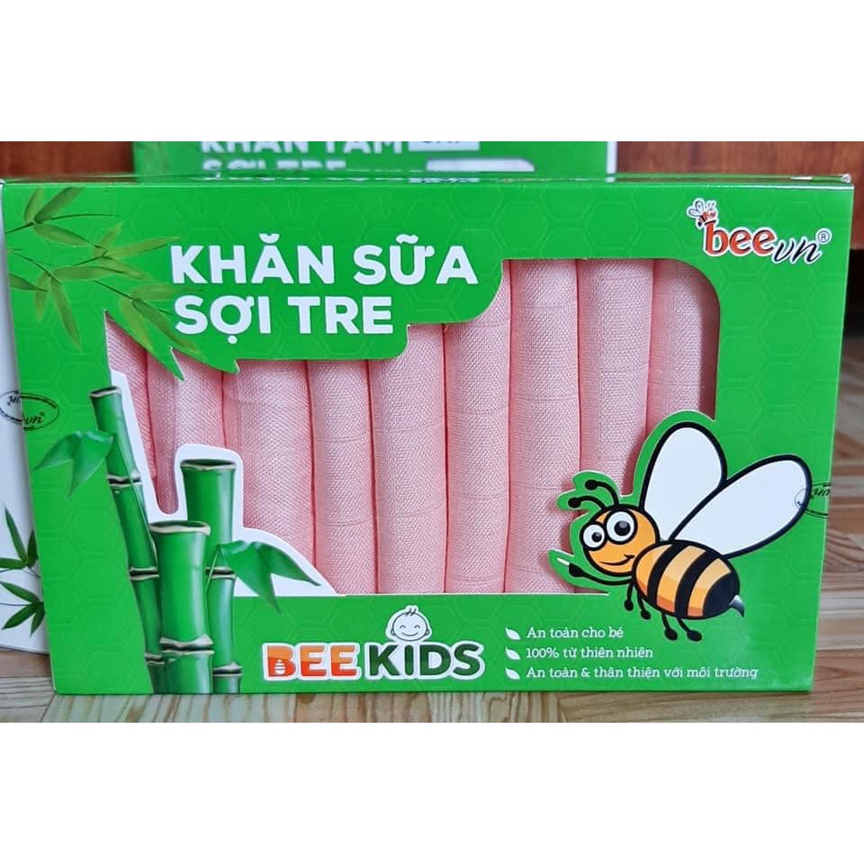 Khăn Sữa Sợi Tre Bee Kids 30x30 Hộp 10 Chiếc Siêu Thấm Hút | Minizon Kids