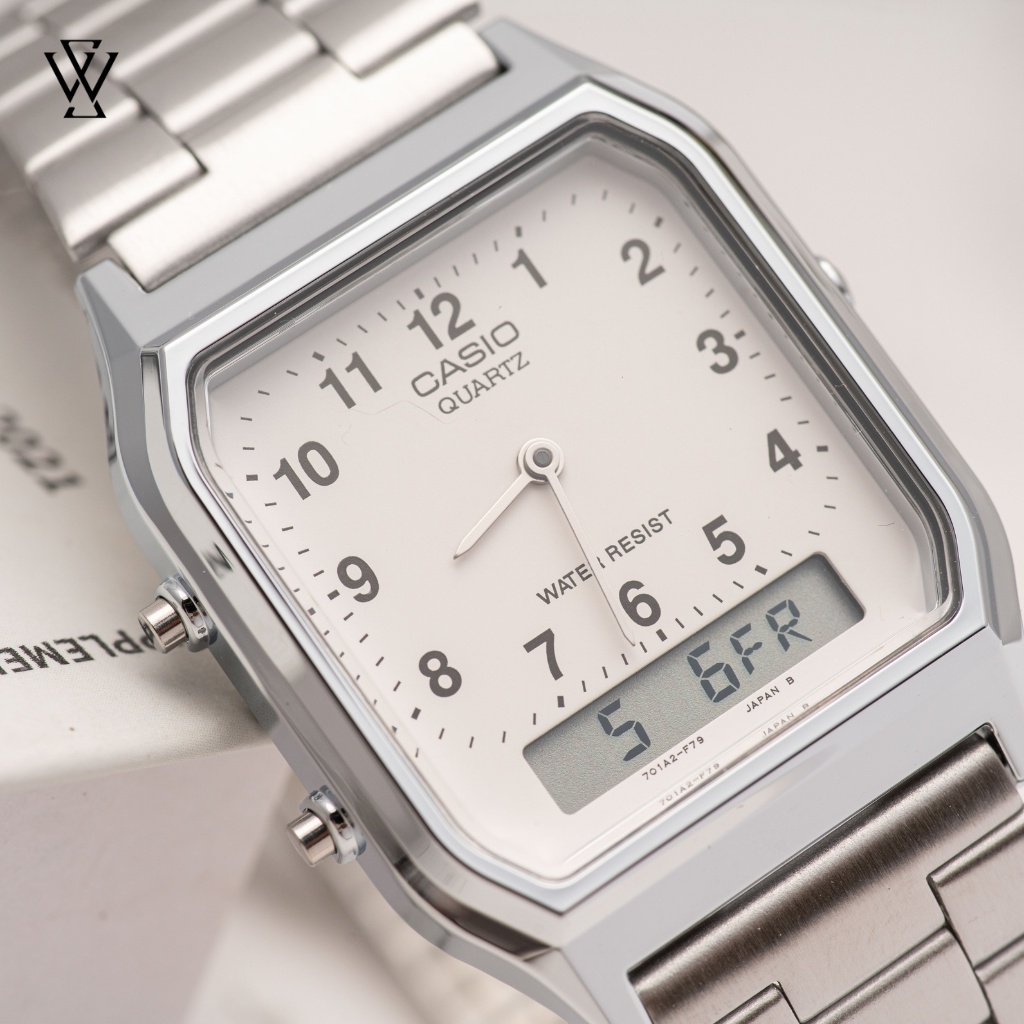 Đồng Hồ Quartz Nam Casio WATCHSTORE AQ-230A-7BMQ Thiết Kế Kính Khoáng 38mm, Dây Kim Loại, Vỏ Thép Không Gỉ