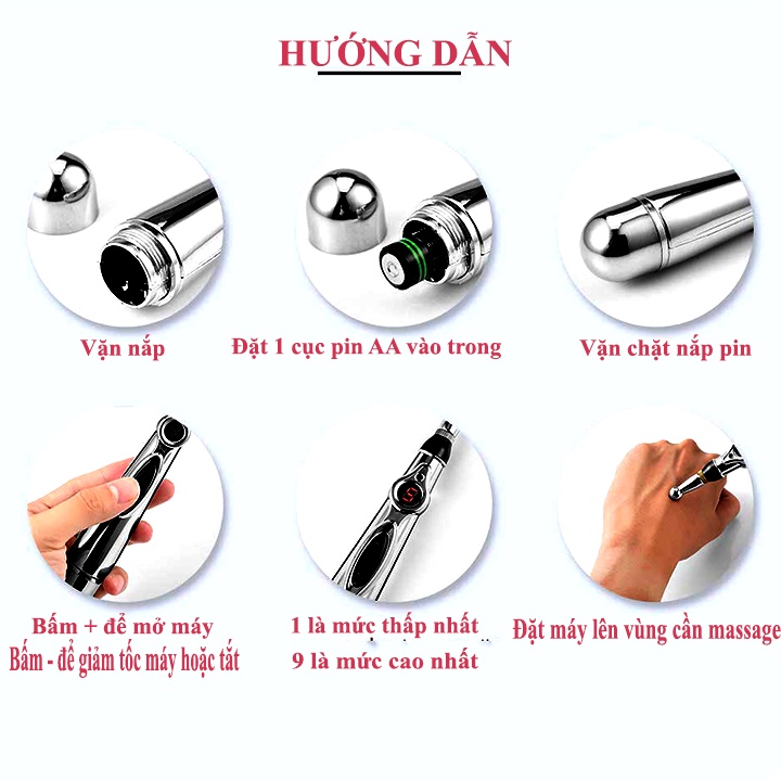 Bút Massage xung điện châm cứu trị liệu huyệt đạo - KD0033