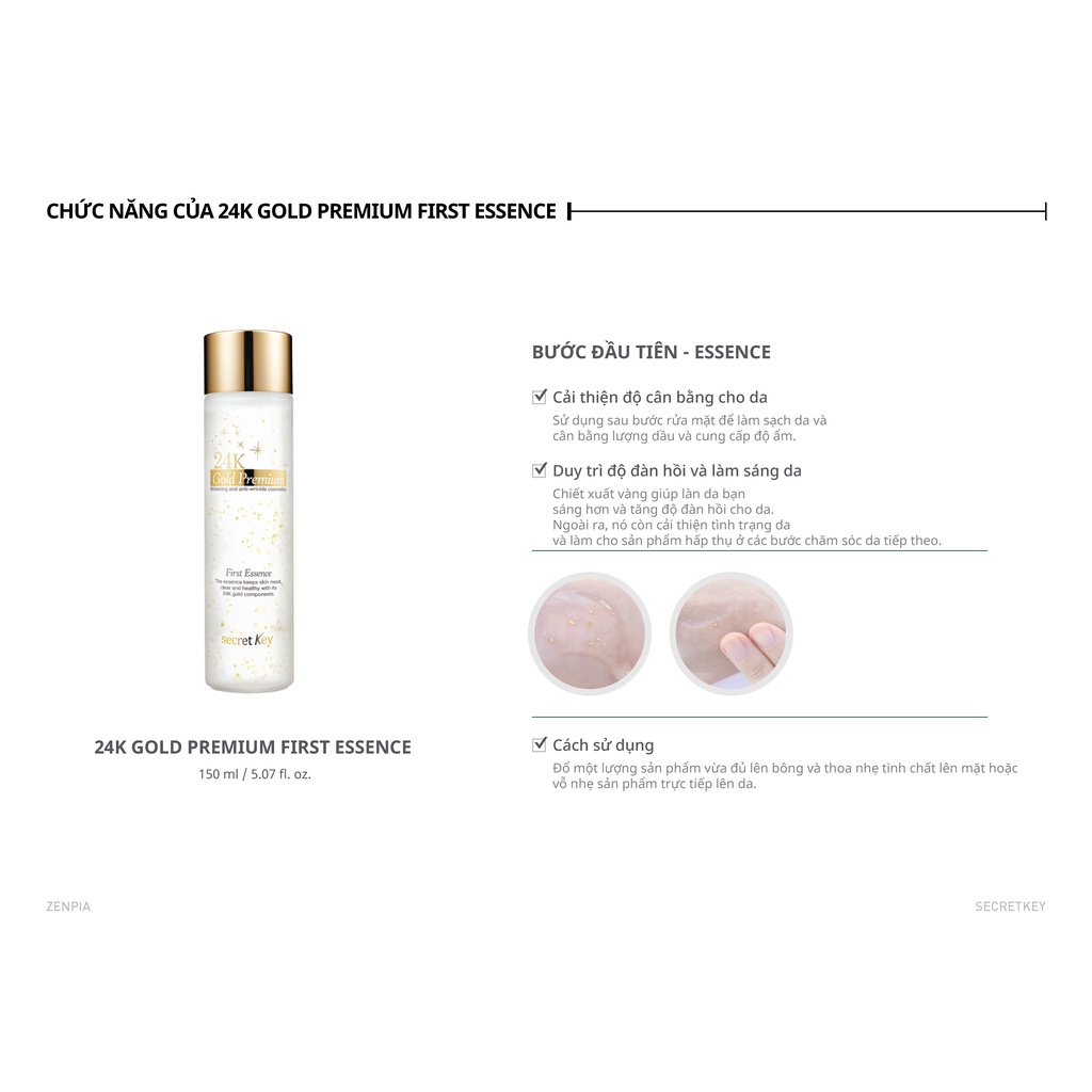 Tinh Chất Dưỡng Trắng Và Chống Lão Hóa Secret Key 24K Gold Premium First Serum 150ml
