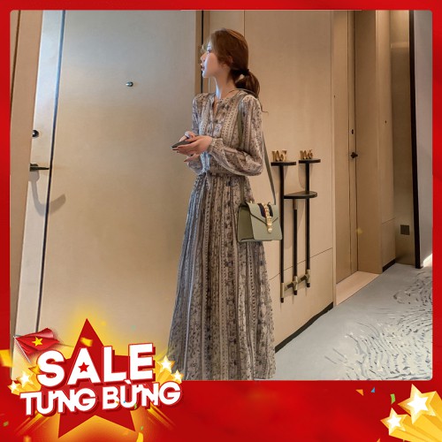 -Hàng nhập khẩu Đầm Voan Dài Tay In Hoa Xinh Xắn Cổ Điển Dành Cho Nữ / Size S-xl Liên hệ mua hàng 084.209.1989
