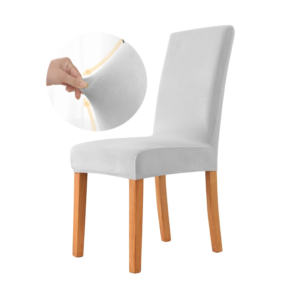 2 Áo bọc ghế ăn màu trơn co dãn chất vải nhung thoải mái