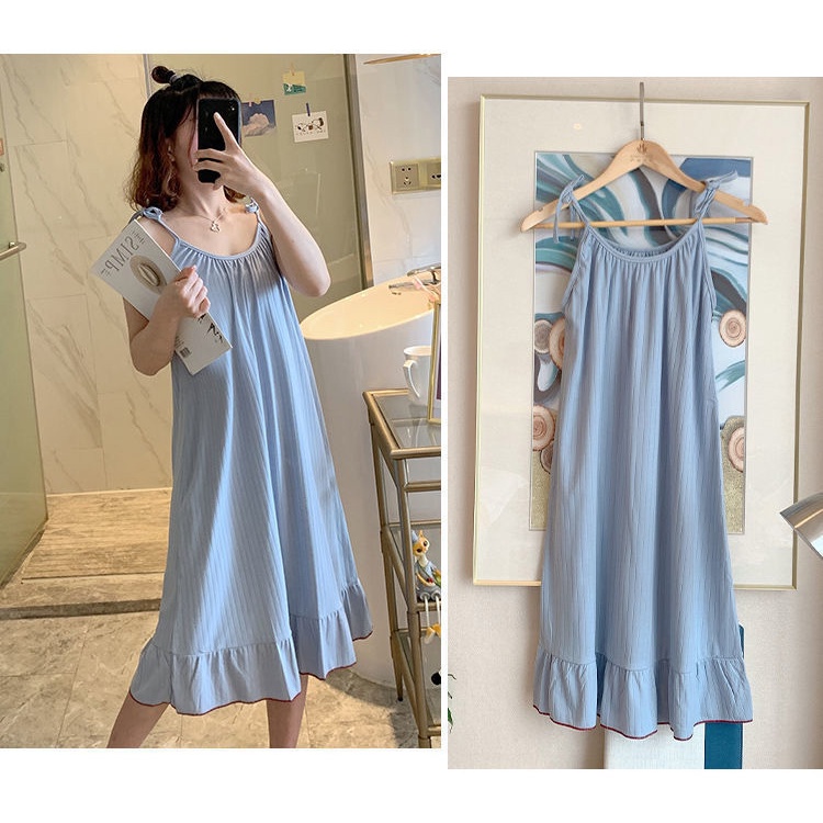 Đầm ngủ 2 dây vải thun mềm,Váy ngủ hai dây nữ áo đồ ngủ mặc nhà | BigBuy360 - bigbuy360.vn