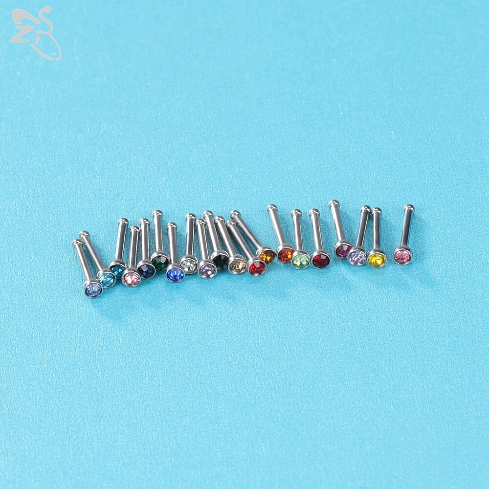 Bộ 20 Khuyên Xỏ Mũi Nhiều Màu Sắc Làm Từ Thép Không Gỉ 20g