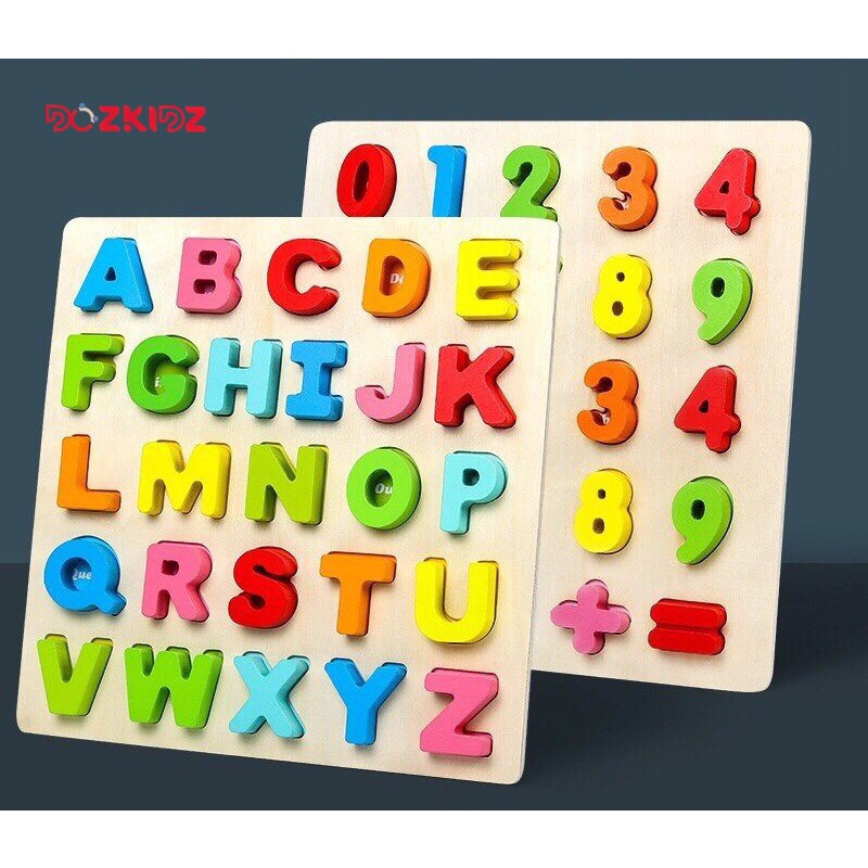 [Mã INCU20 giảm 20K đơn 150K] Đồ chơi gỗ thông minh - [2 BẢNG] Bảng số bảng chữ cơ bản cho bé từ 2 tuổi - DOZKIDZ
