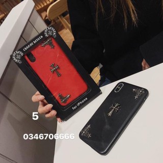 (6 mẫu đen / đỏ) Ốp Chrome heart da đen cao cấp IPHONE 💎