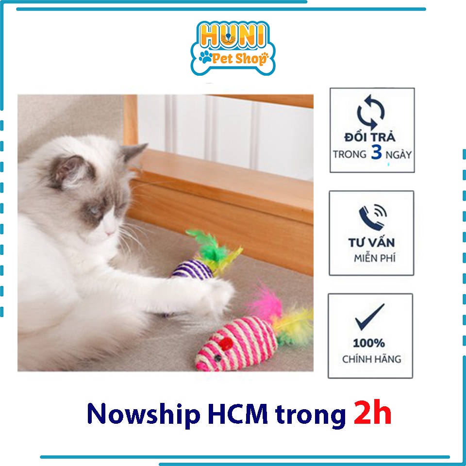 Đồ Chơi Cho Mèo Con Chuột Cói Có Đuôi Lông Cho Mèo Đồ chơi vờn bện cói dễ thương HUNI PETSHOP