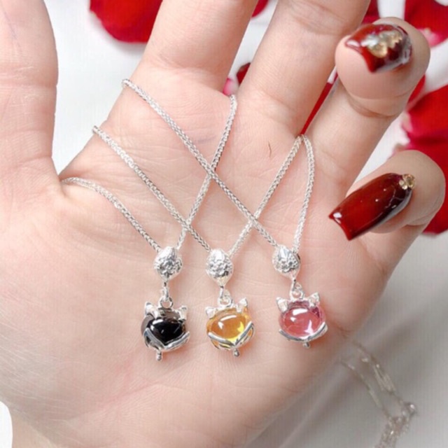 DÂY CHUYỀN MẶT HỒ LY BẠC TA ĐỦ MÀU-THJ