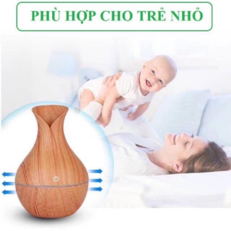 MÁY Xông Tinh Dầu vân Gỗ Dáng lo Hoa