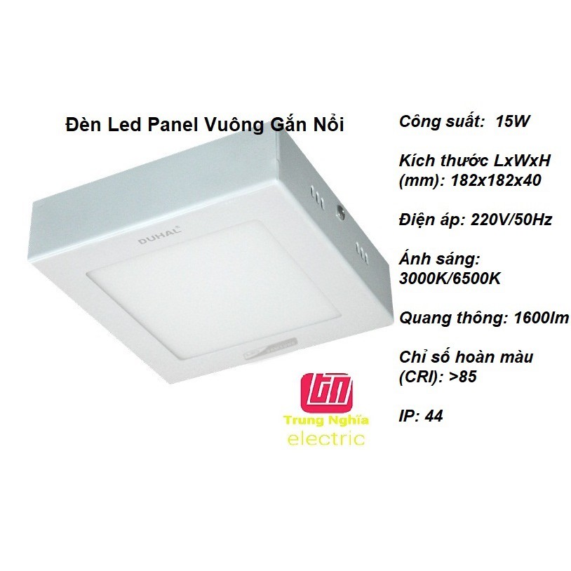 Đèn Led Panel Vuông Gắn Nổi Duhal 15W- KDGB515