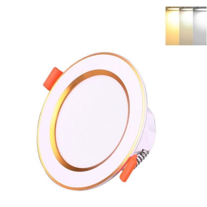 Bộ 20 Đèn LED âm trần đổi màu 7w viền bạc/vàng, đèn trang trí giá rẻ