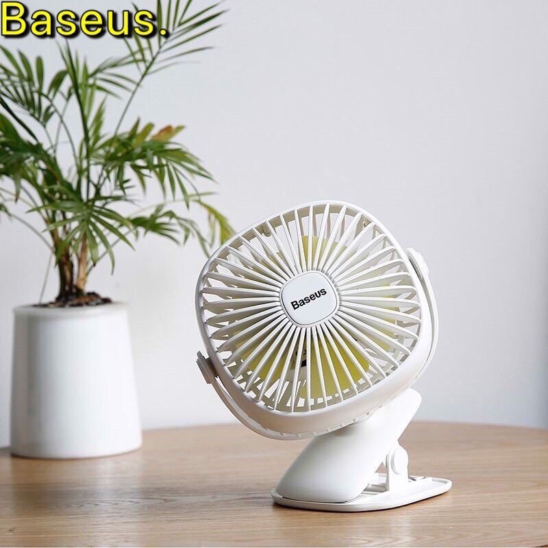 Quạt mini để bàn tích điện có đèn ngủ chính hãng Baseus