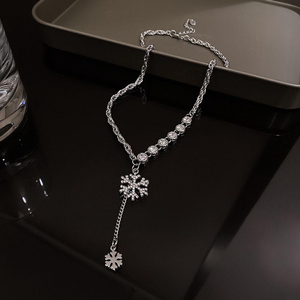 Vanes1 Vòng cổ Dài Mặt Hình Bông Tuyết Phối Dây Tua Rua Đơn Giản Phong Cách Hip Hop|Vòng cổ Phong Cách Vintage Thời Trang Cho Nữ