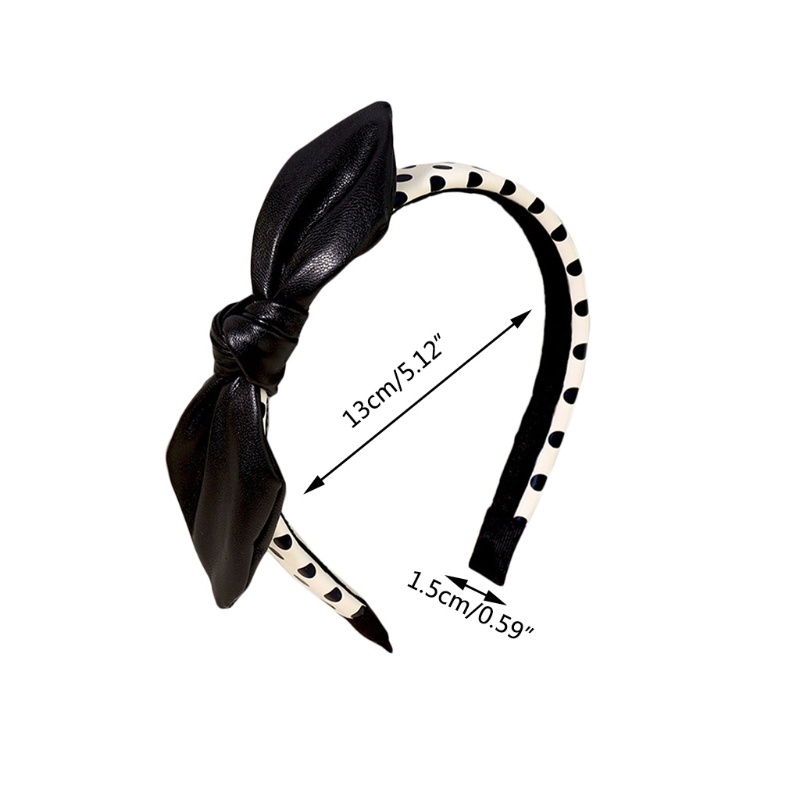 Băng Đô Nơ Bằng Da Họa Tiết Da Báo / Kẻ Sọc / Chấm Bi Dành Cho Nữ