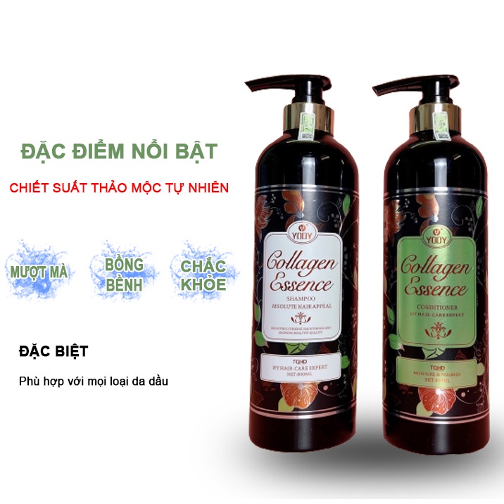 Dầu Gội Cặp Colagen Essence Yody Phục Hồi Tóc Hư Tổn Và Kích Thích Mọc Tóc 800MLx2 _ Camy Shop68