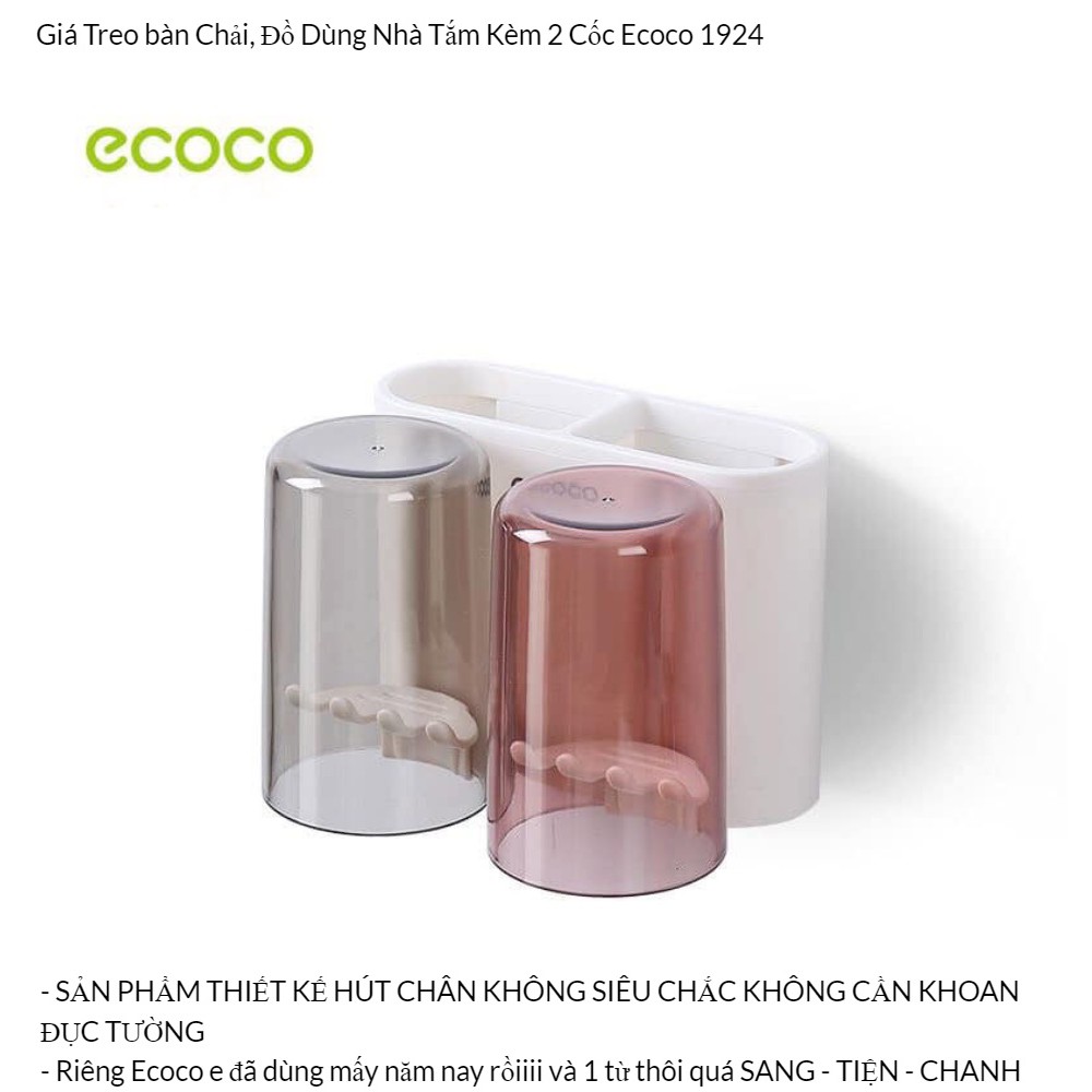 Kệ để bàn chải kem đánh răng ecoco 1924 kèm 2 cốc