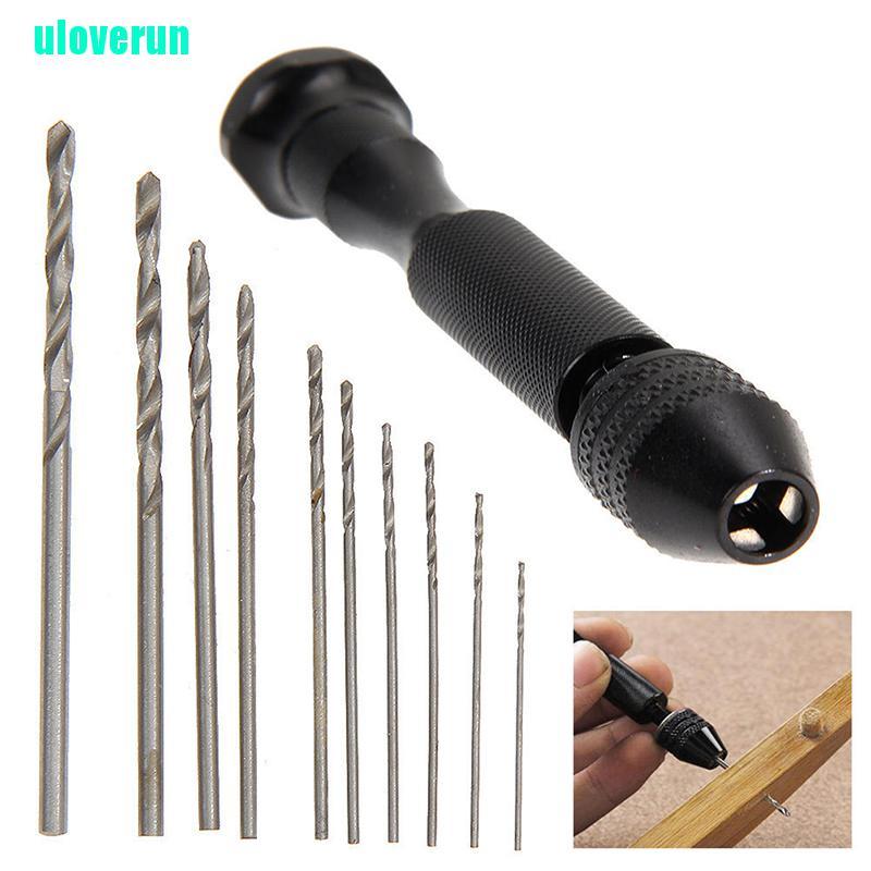 Máy Khoan Cầm Tay Mini Bằng Nhôm Kèm 10 Mũi Khoan Xoắn