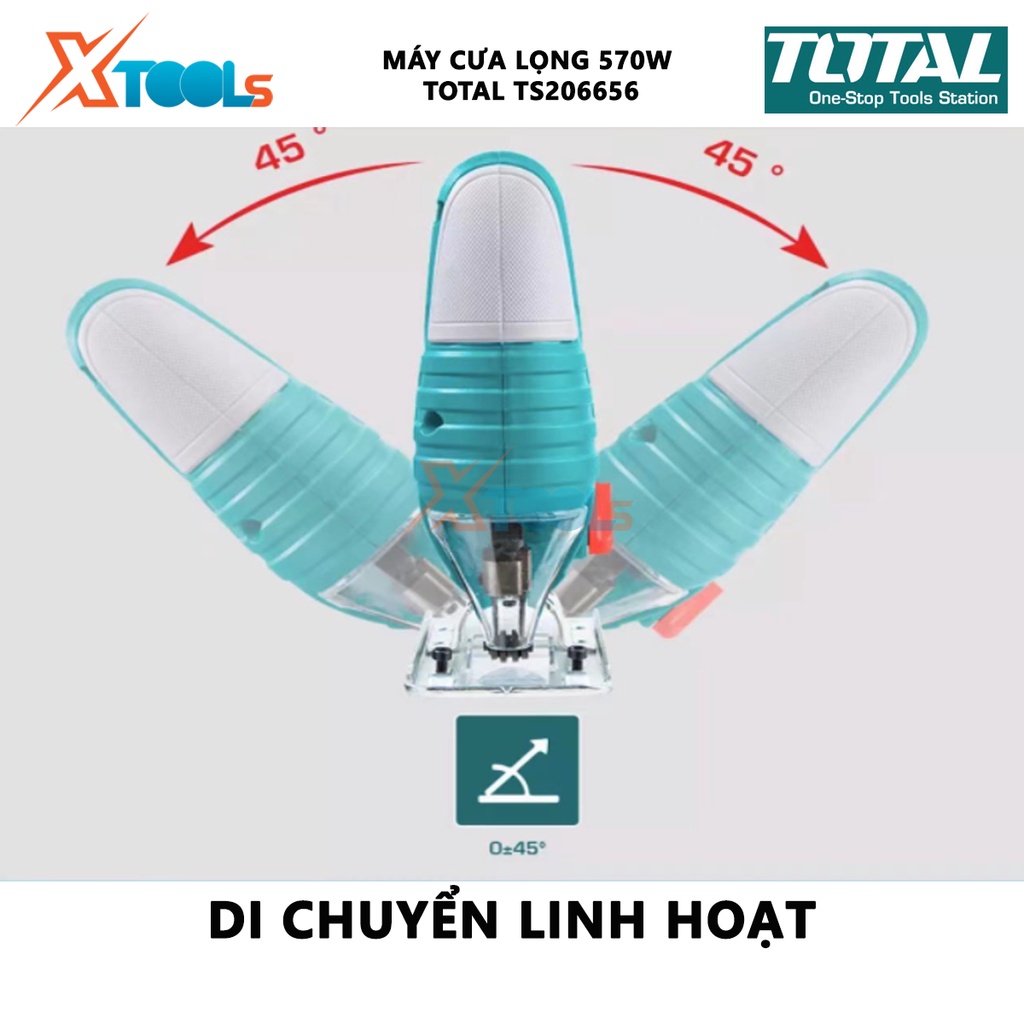 Máy cưa lọng TOTAL TS206656 | máy cắt lọng công suất 570W tốc độ không tải 800-3000 v/p 4 chức năng lắc/nhịp cưa gỗ, cưa