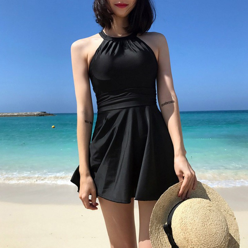 Đồ bơi nữ đi biển 1 mảnh dáng váy xèo dễ thương thiết kế dây đan lưng SPORTY sw2002
