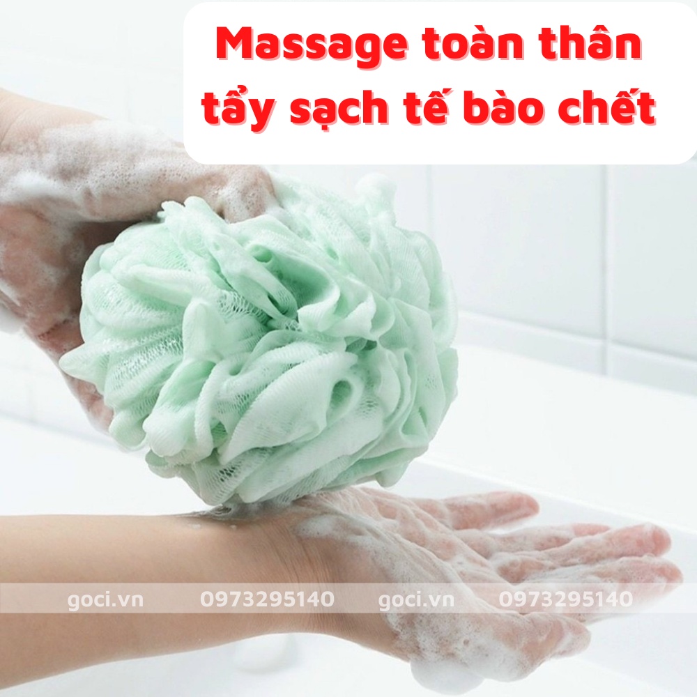 Bông tắm tẩy tế bào chết kì ghét tạo bọt lưới tròn chà lưng siêu mềm mịn cao cấp