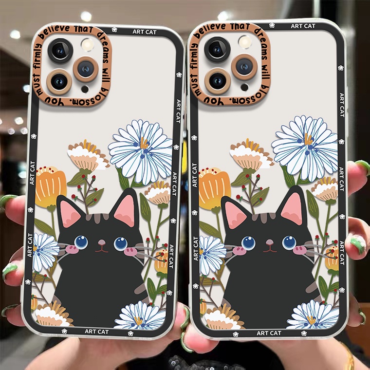 Ốp Điện Thoại Silicon TPU Mềm Trong Suốt Chống Sốc In Hình Mèo Dễ Thương Cho IPhone 14 13 12 11 Pro XS Max X XR 8 7 6 6S Plus