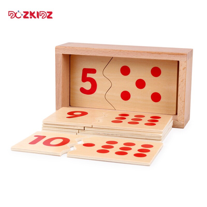 Đồ chơi giáo dục - Bộ ghép số học số và học đếm Montessori bằng gỗ - DOZKIDZ