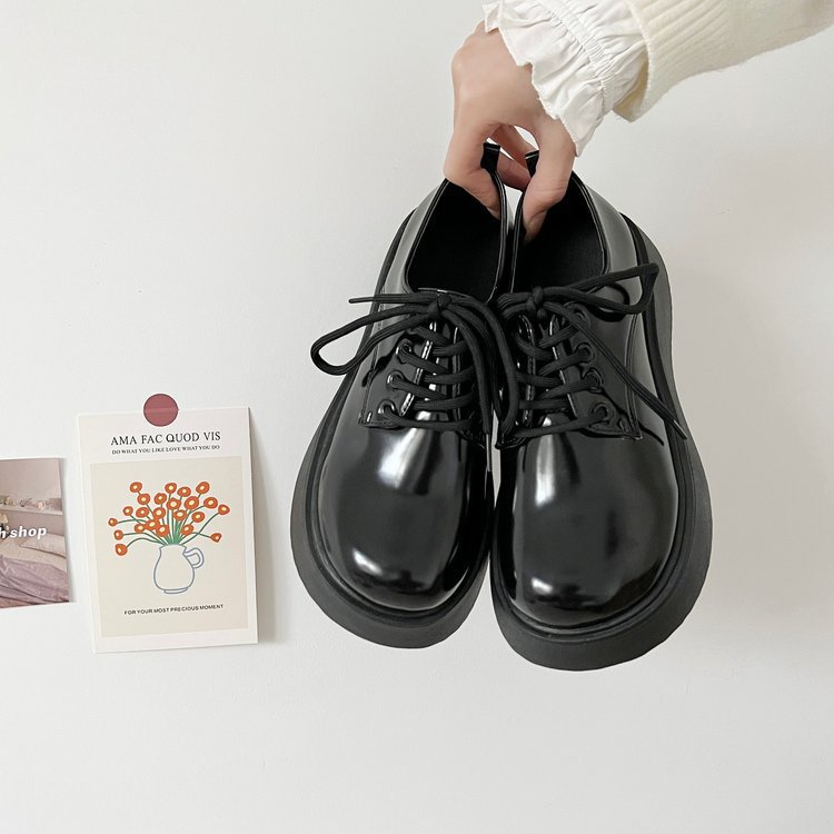 Giày Oxford Nữ Ulzzang Vintage, Kiểu Dáng Lolita Buộc Dây Mũi Tròn Phong Cách Retro, Hàn Quốc - Iclassy_shoes