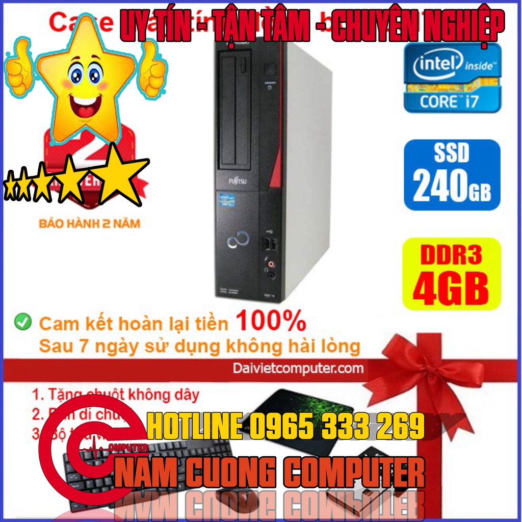 Case máy tính để bàn đồng bộ Fujitsu CPU i7 2600 - RAM 4GB - SSD 240GB - SSD 120GB