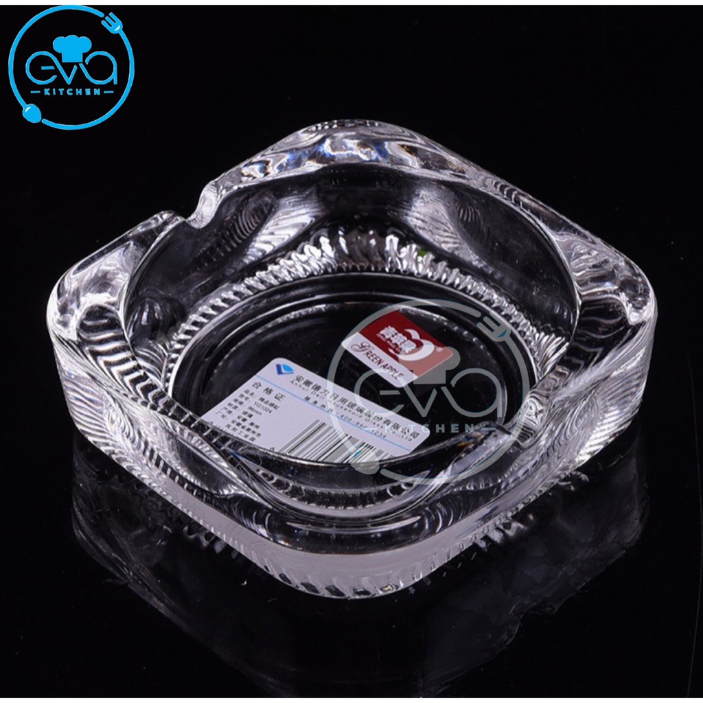 Gạt Tàn Thuỷ Tinh Glass Ashtray Kiểu Dáng Vuông Bầu Sang Trọng Deli 1024 M1000