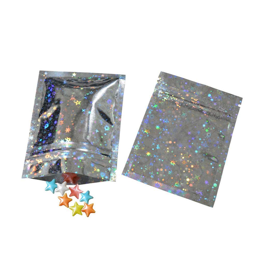 JUNE Bộ 20 Túi Nhựa Đựng Bằng Lá Nhôm Hologram Chống Thấm Nước Có Khóa Kéo