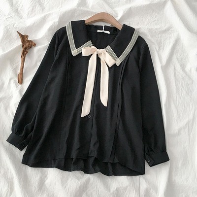 Áo sơ mi cổ nơ dài tay dáng rộng ulzzang 3906