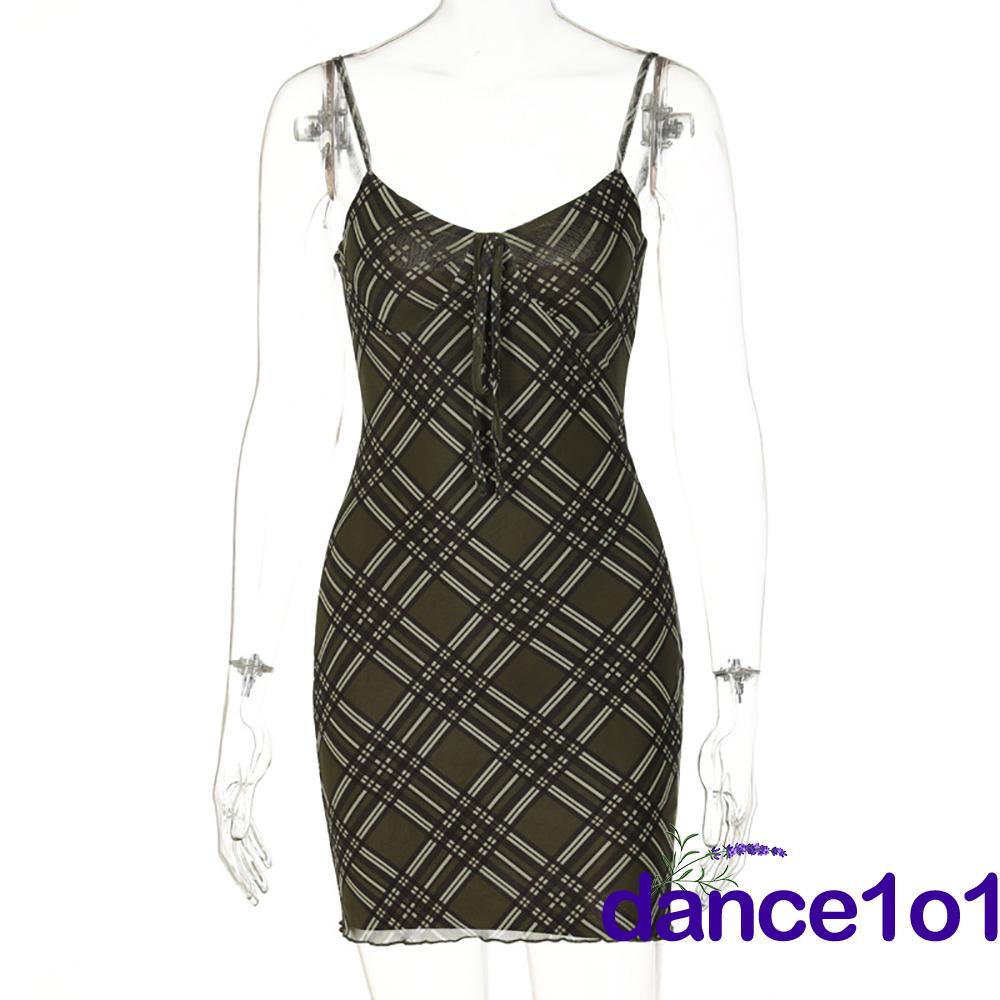 ✲EB✰Y2K Retro Plaid Print Mini Dress 90S 00S Aesthetic streetwear