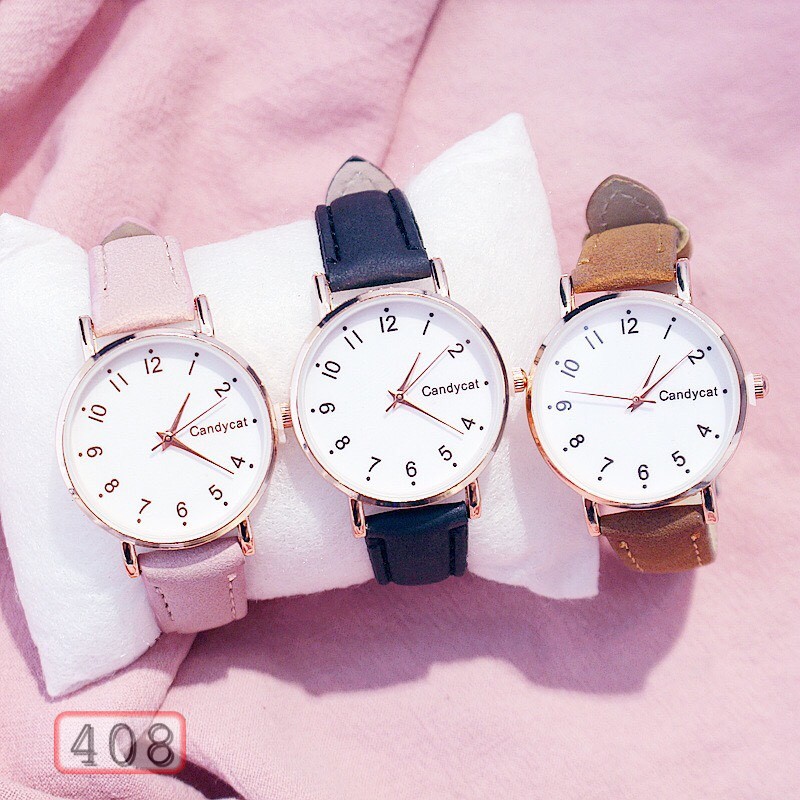 ĐỒNG HỒ NỮ DÂY DA CANDYCAT MẶT SỐ D408 THỜI TRANG | BigBuy360 - bigbuy360.vn