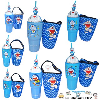 《SIÊU HOT》 BỘ LY GIỮ NHIỆT DORAEMON XANH ĐỒNG BỘ NẮP