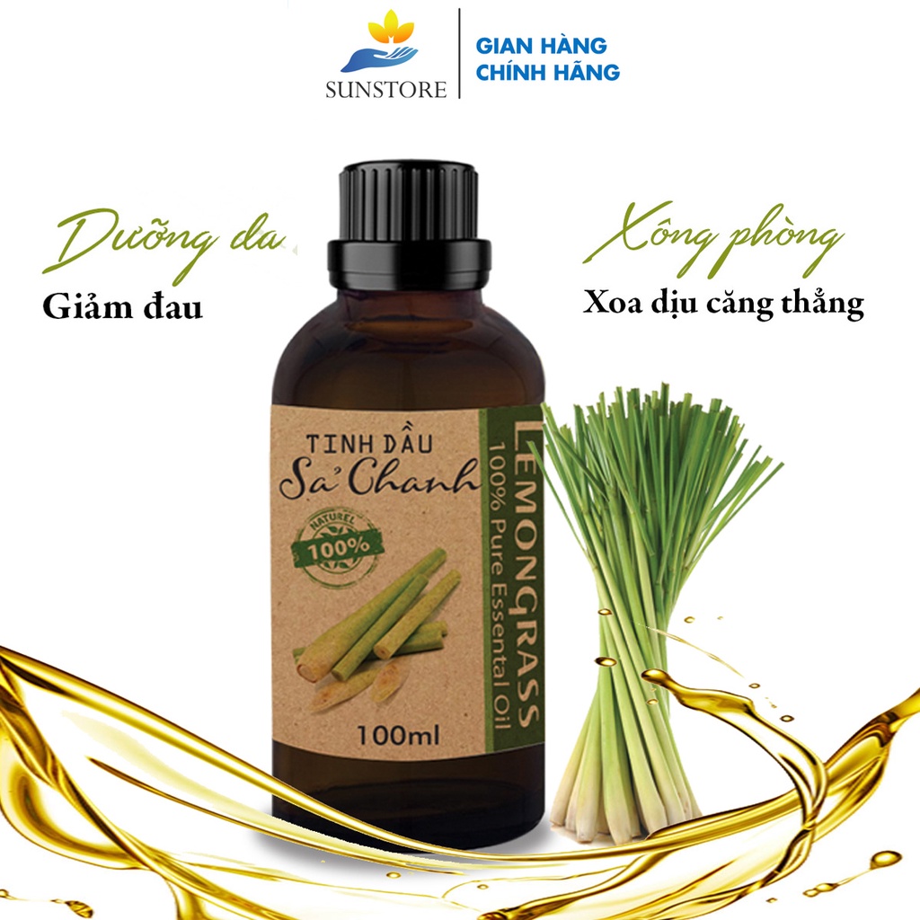 Tinh dầu sả chanh nguyên chất giúp thơm phòng, thư giản, đuổi muỗi  - sunstore.office - Hàng mới về