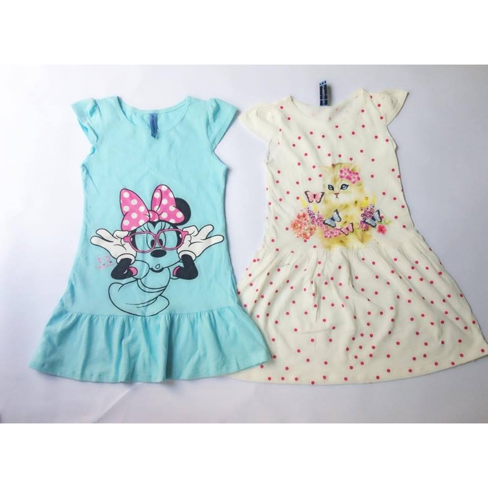 Bộ 2 đầm xuất Nga cotton mát cho bé 5-6T