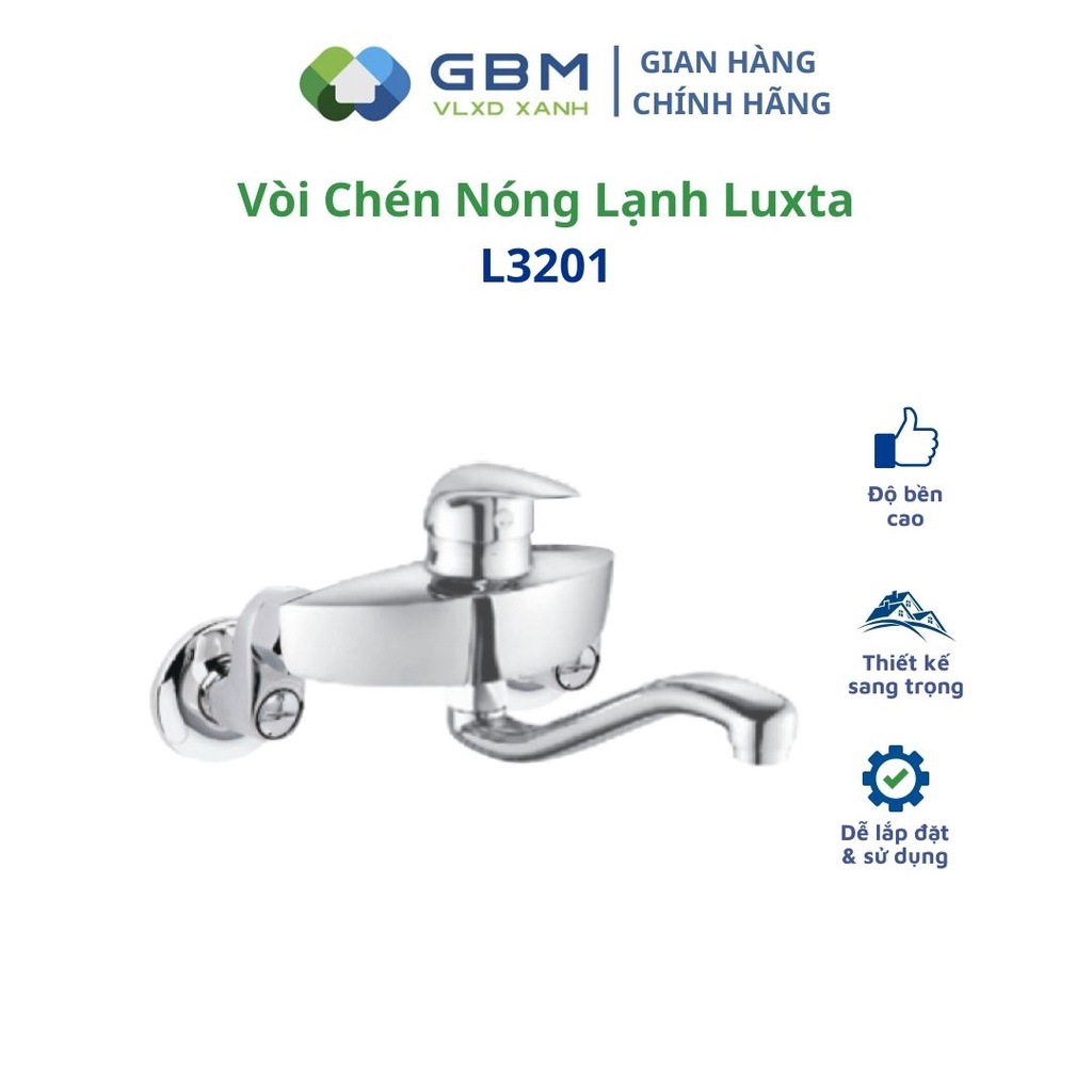 [Mã BMBAU300 giảm 10% đơn 499K] Vòi Chén Nóng Lạnh Âm Tường Luxta L3201 -VLXD XANH