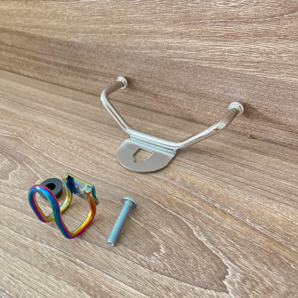 Móc treo đồ xe máy Vario Vision Inox TRẮNG tặng kèm móc chữ U 3 móc tiện lợi gắn được nhiều loại xe máy