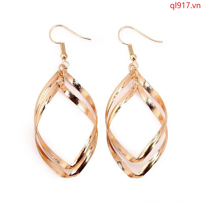 Hoa Tai Nữ Hình Tròn Gợn Sóng Phong Cách Bohemian