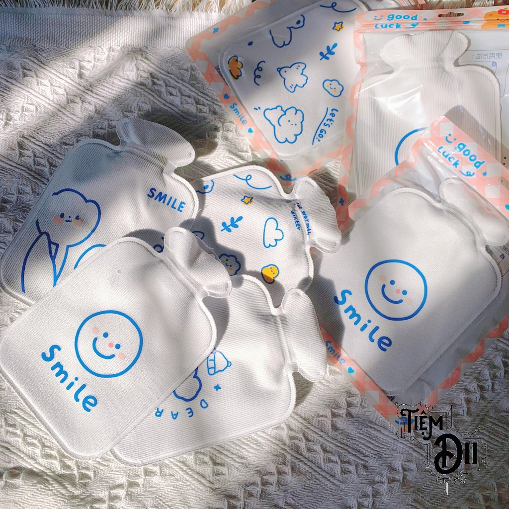 [500ml] Túi Chườm Nóng Lạnh Vỏ Nhung Màu Trắng Tặng Bạn Gái Ngày Dâu Túi Giữ Nhiệt Đổ Nước Dễ Sử Dụng