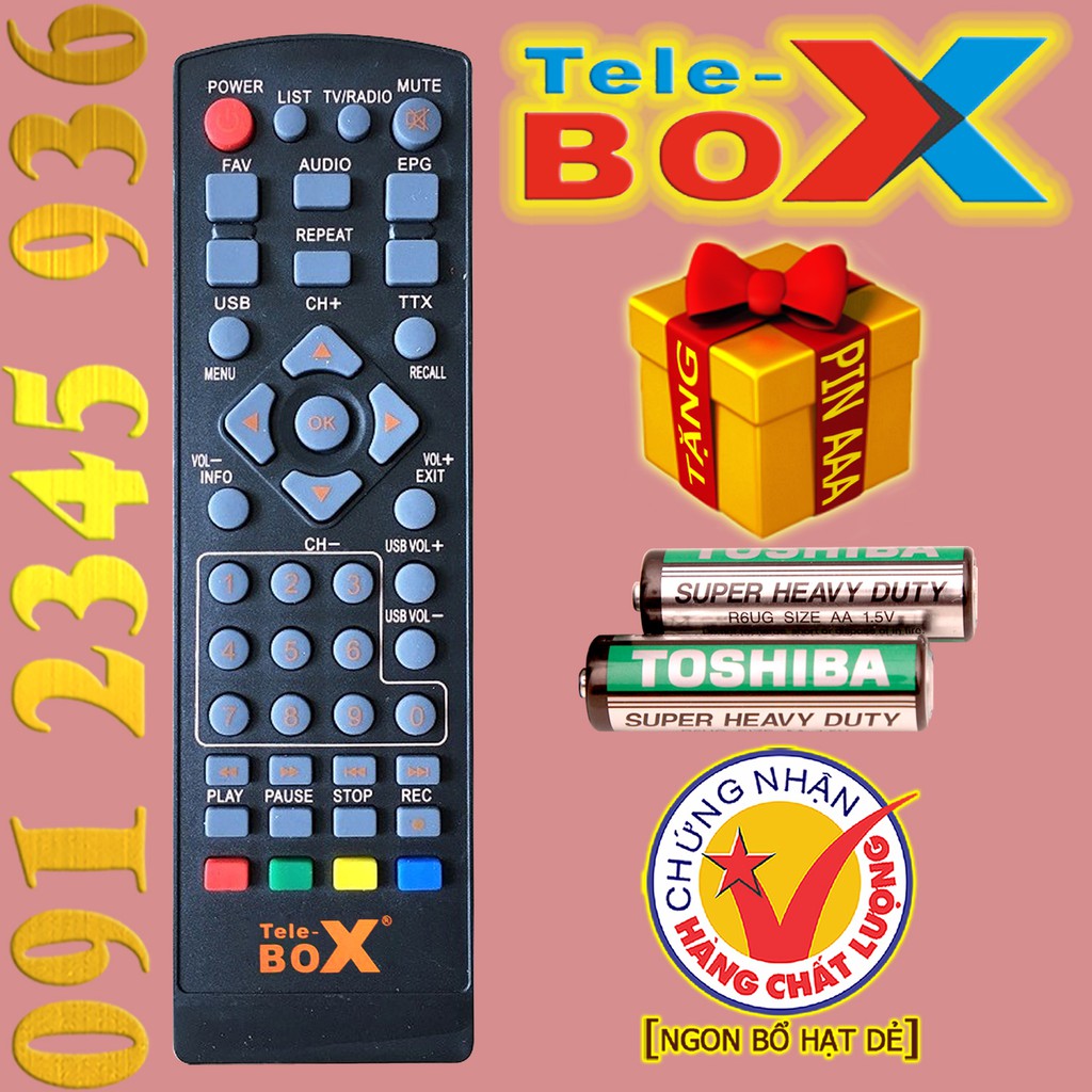 Điều khiển TeleBox T201, DVB-T2 cho đầu kỹ thuật số TvBox. (Mẫu số 1)