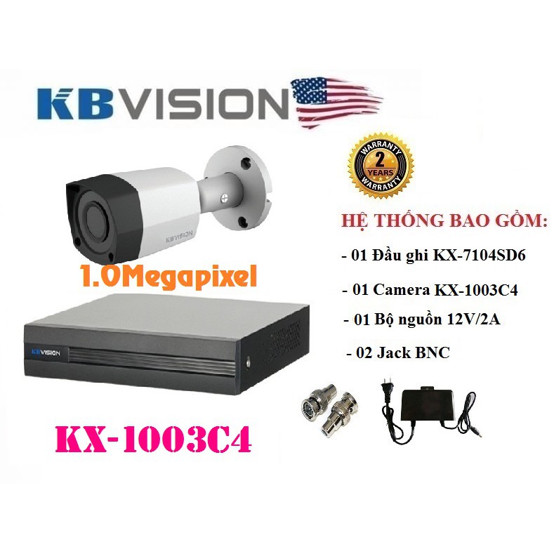 Trọn Bộ 1 Camera 1.0MP KBVISION KX-1003C4