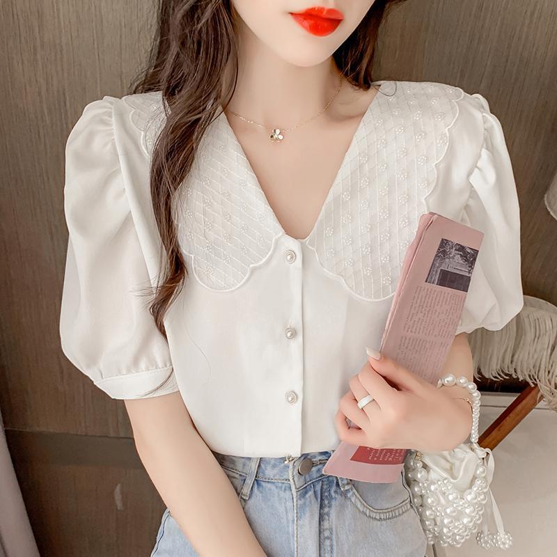Áo Kiểu Tay Phồng Cổ Búp Bê 2023 Thời Trang Mùa Hè Cho Nữ