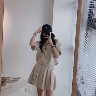 Set áo kèm chân váy xếp ly ulzang [M17]