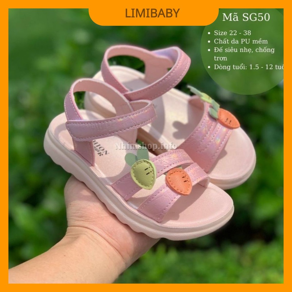 Dép sandal quai hậu thời trang bé gái LIMIBABY cho bé 1,2,3,4,5,6,7,8,9,10,11,12 tuổi đi học đi chơi SG50