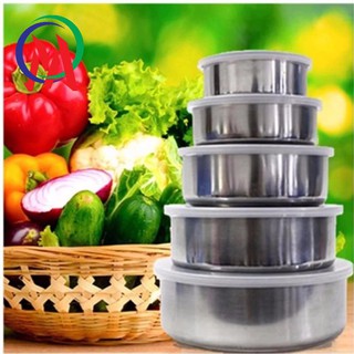 [Hàng hót] Bộ Đựng Thức Ăn Tròn 5 Món inox