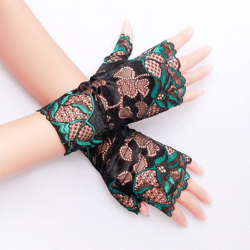 Găng Tay Ren Lụa Lạnh Mùa Hè Chống Nắng Chống Tia UV Dáng Ngắn Thoáng Khí Màu Đen retro Thanh Lịch Cho Nữ