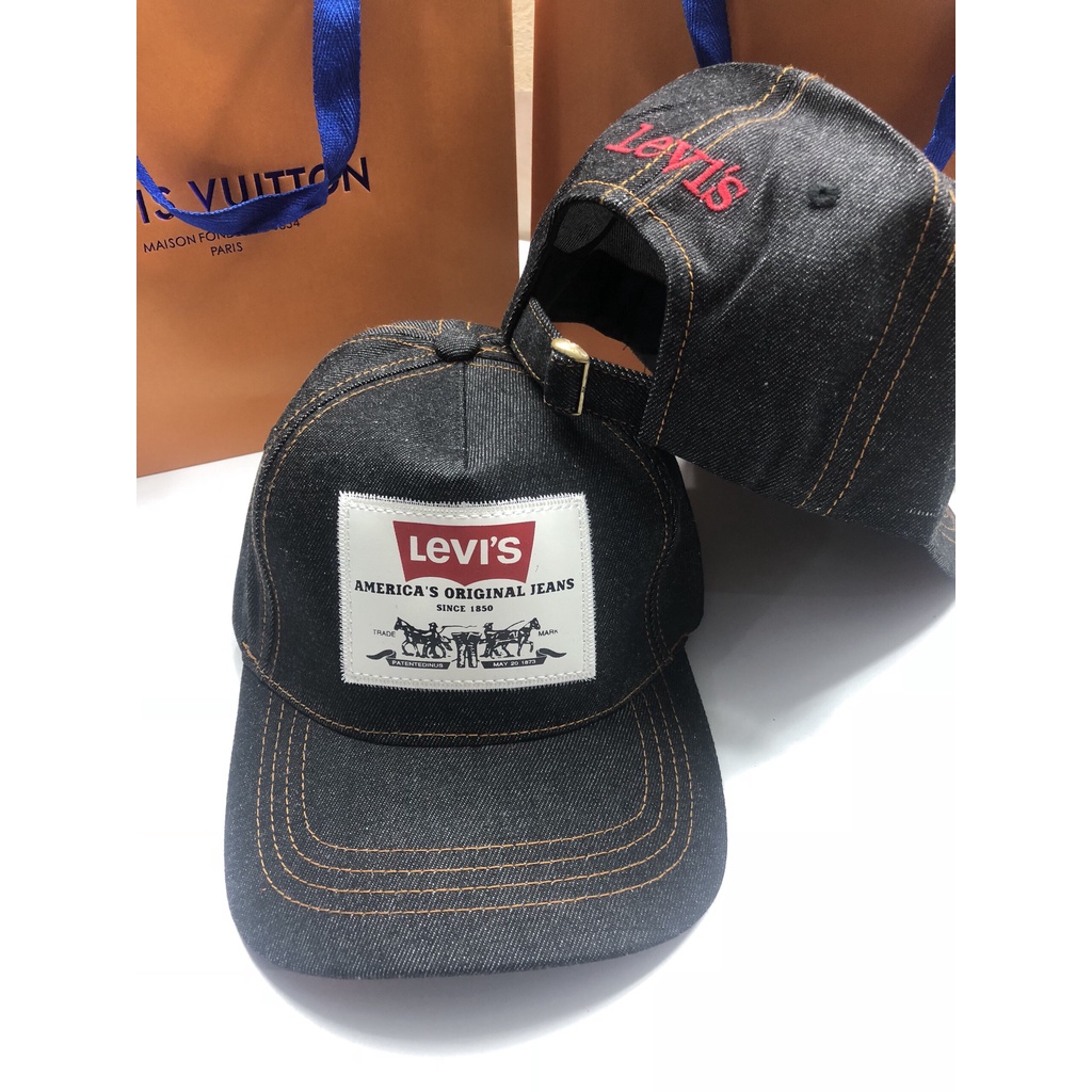 Mũ Lưỡi Trai Nam Levis Hoạ Tiết Mác Da Chữ Thêu Gáy Cực Đẹp - Mũ Bò Levis Thời Trang - Tặng Kèm Hộp
